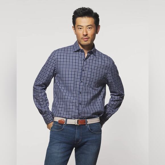 Johnnie-O Mitchell Tucked Button Up Shirt XL Blue $158 - Picture 1 of 8